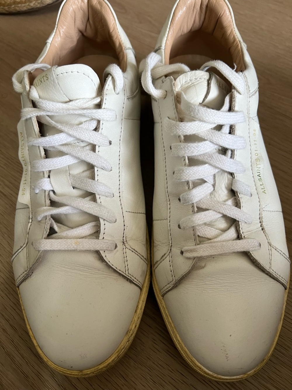 AllSaints White Leather Womens Low-Top Sneakers
